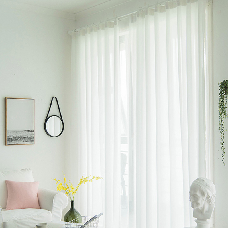 Scandinavian modern simple light luxury curtains finished bedroom balcony chiffon gauze curtains translucent dream curtain fabrics